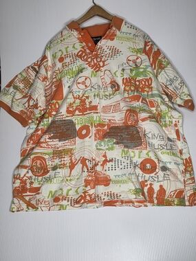 Five Elementz Y2K Graffiti All Over Print Polo Shirt Size L
